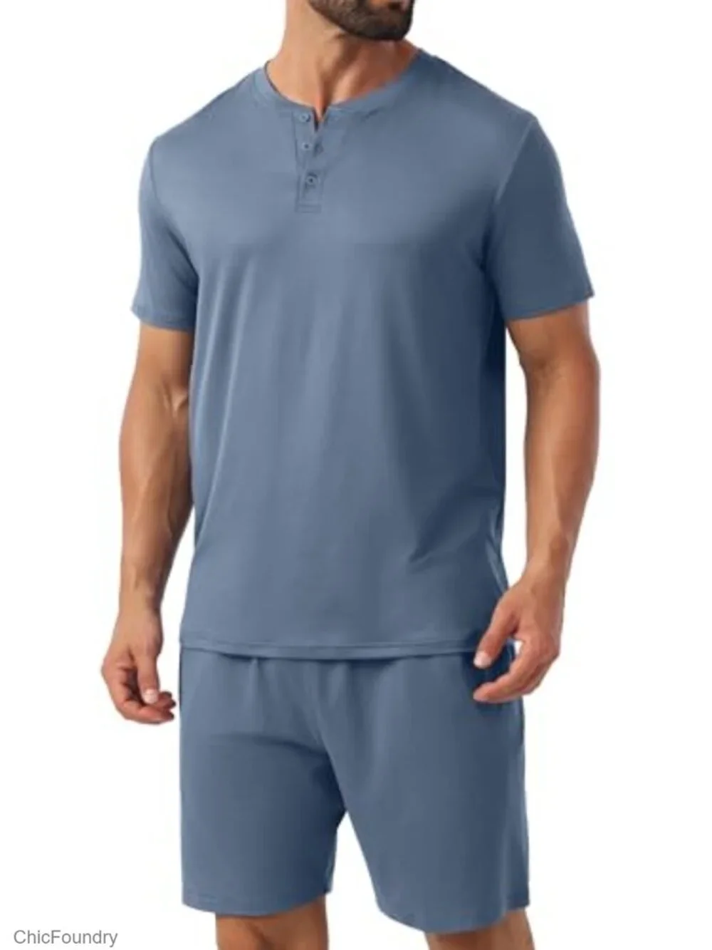 Men's 2-Piece Pajama Set, Short Sleeve, Rayon Blend, Lightweight, Sleep & Lounge